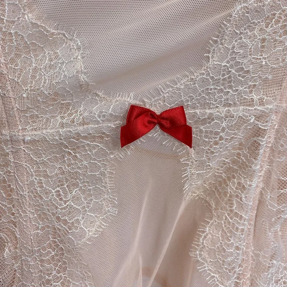 Victoria's‎ Secret blush pink lace sheer corset cami size 36C key hole back sexy